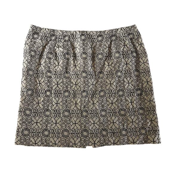 Vtg Y2K 2000s Cream Embroidered Linen Mini Skirt Plus Size 20W - Picture 1 of 8